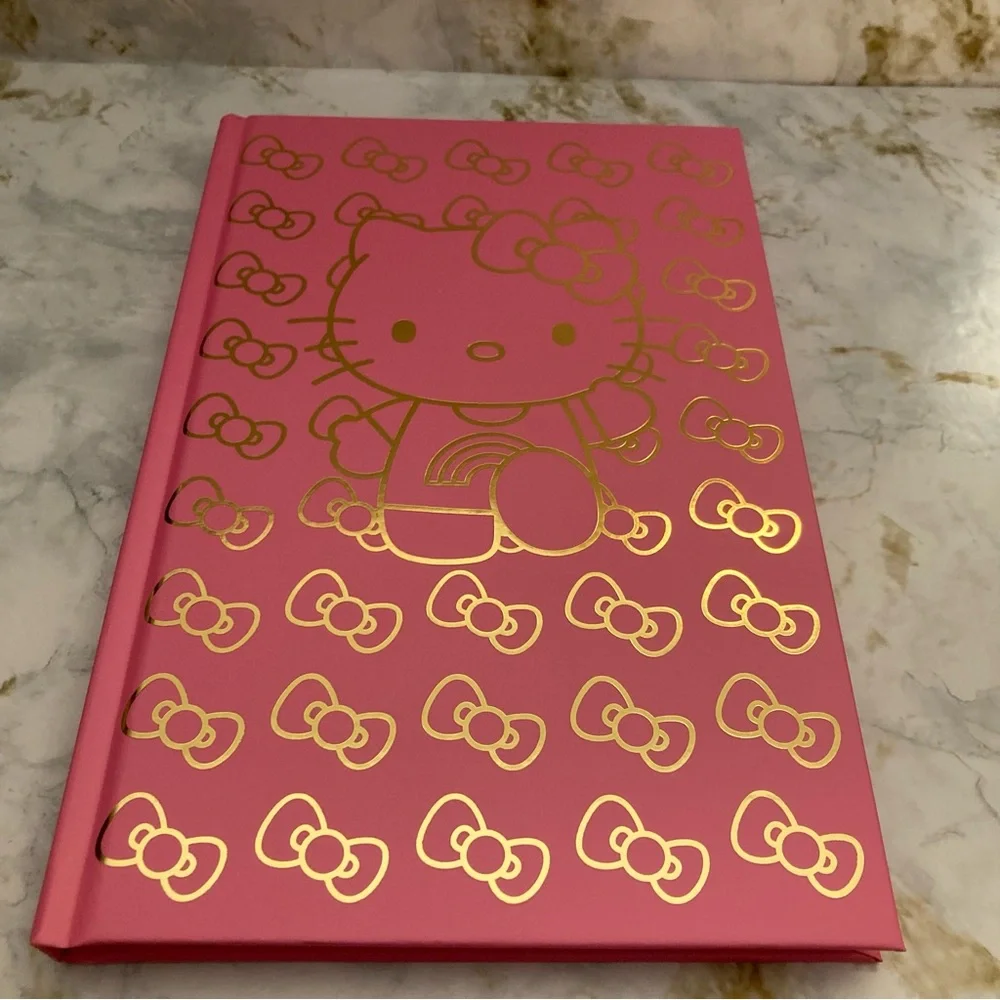 Hello Kitty Journal Gold Foil Bows Pink Hardcover Planner Notebook Stationery
